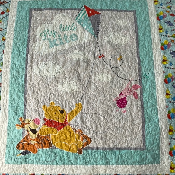 Handmade Winnie The Pooh and Friends Colorful Kite Patchwork Quilt Disney 56X48 - Picture 2 of 16